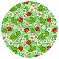 Strawberries Pattern Seamless Round Trivet by Posterlux