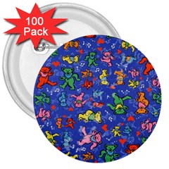 Grateful Dead Dancing Bears Pattern 3  Buttons (100 Pack)  by Salmanaz77