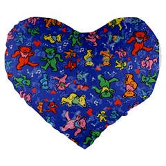 Grateful Dead Dancing Bears Pattern Large 19  Premium Heart Shape Cushions by Salmanaz77