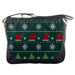 Beautiful Knitted Christmas Pattern Messenger Bag by Ket1n9