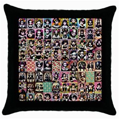 Spanish Gothic Girls Pattern Throw Pillow Case (black) by violetheavensky