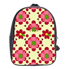 Retro 1960s Flowers Pattern 4 School Bag (xl) by violetheavensky