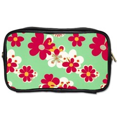 Retro 1960s Flowers Pattern Toiletries Bag (two Sides) by violetheavensky