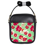 Retro 1960s Flowers Pattern Girls Sling Bag Front