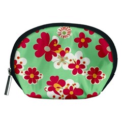 Retro 1960s Flowers Pattern Accessory Pouch (medium) by violetheavensky