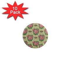 Retro 1880s Flowers Pattern 9 1  Mini Magnet (10 Pack)  by violetheavensky