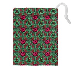 Retro 1880s Flowers Pattern 3 Drawstring Pouch (5xl) by violetheavensky