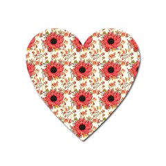 Retro 1880s Flowers Pattern 23 Heart Magnet by violetheavensky