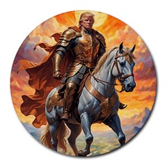 Heroic Trump Warrior In Golden Armor Round Mousepad by AwesomeSauce