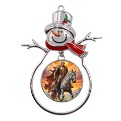 Heroic Trump Warrior In Golden Armor Metal Snowman Ornament by AwesomeSauce