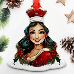 Young Woman With Santa Claus Clothes Isolated Illustration Wb Ornament (christmas Tree)  by dflcprintsclothing