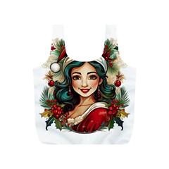 Young Woman With Santa Claus Clothes Isolated Illustration Wb Full Print Recycle Bag (s) by dflcprintsclothing