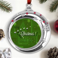 Merry Christmas , Holidays, Celebrations Metal Snowflake Red Crystal Round Ornament by kyorashop23