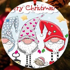 Merry Christmas, Christmas, Cute, Red, Merry, Gnomes Uv Print Acrylic Ornament Round by kyorashop23