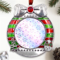 Digital Art Artwork Abstract Pink Purple Metal X mas Ribbon With Red Crystal Round Ornament by Dutashop