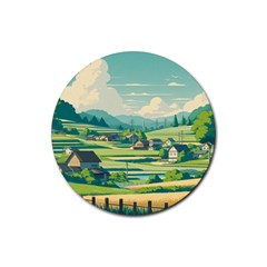 Countryside Meadow Rural Bloom Rubber Round Coaster (4 Pack) by Salmanaz77