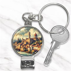 Village Houses Buildings Facade Nail Clippers Key Chain by Salmanaz77