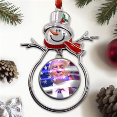 Donald Trump Flag Metal Snowman Ornament by vintagetrump