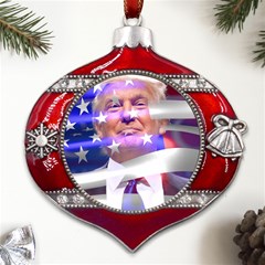 Donald Trump Flag Metal Snowflake And Bell Red Ornament by vintagetrump