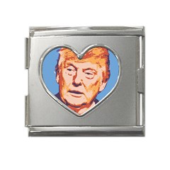 Orange Donald Trump Mega Link Heart Italian Charm (18mm) by vintagetrump