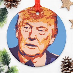 Orange Donald Trump Round Ornament (two Sides) by vintagetrump