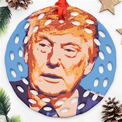 Orange Donald Trump Round Filigree Ornament (two Sides) by vintagetrump