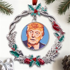 Orange Donald Trump Metal X mas Wreath Holly Leaf Ornament by vintagetrump