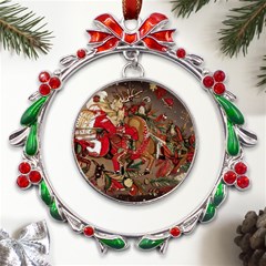 Christmas Art 01 Metal X mas Wreath Ribbon Ornament by myclothy