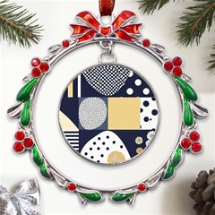 Geometric Design 10 Metal X mas Wreath Ribbon Ornament by myclothy