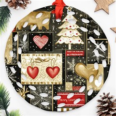 Christmas Reindeer Round Filigree Ornament (two Sides) by Posterlux