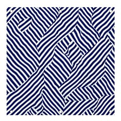 Blue And White Abstract Stripes Banner And Sign 4  X 4  by SpinnyChairDesigns