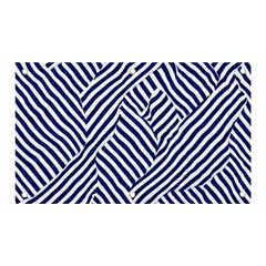 Blue And White Abstract Stripes Banner And Sign 5  X 3  by SpinnyChairDesigns