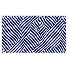 Blue And White Abstract Stripes Banner And Sign 7  X 4  by SpinnyChairDesigns