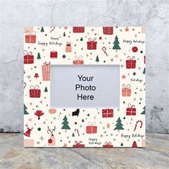 Happy Holiday Xmas Christmas Pattern White Box Photo Frame 4  X 6  by Paksenen