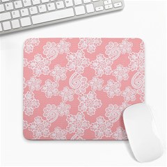 Lace White Ornamental Textile Large Mousepad by Paksenen