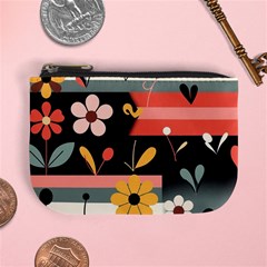  Minimalist Pattern With Simple Lines,flower And Shapes, Creating A Clean And Modern Mini Coin Purse by myclothy