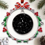 Cosmic Black Space Star Metal X mas Wreath Ribbon Ornament Front