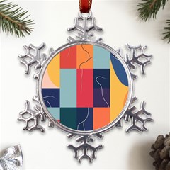  Minimalist Pattern With Simple Lines And Shapes, Creating A Clean And Modern Aesthe Metal Large Snowflake Ornament by myclothy