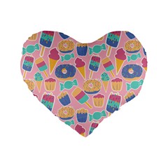 Ice Cream Donut Sweets Candie Standard 16  Premium Heart Shape Cushions by Apenda