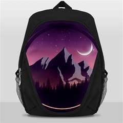 Mountain Night Crescent Moon Backpack Bag by Bedest