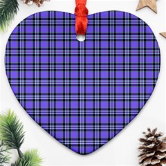 Blue Tartan Plaid 1 Heart Ornament (two Sides) by dressshop