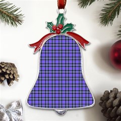 Blue Tartan Plaid 1 Metal Holly Leaf Bell Ornament by dressshop