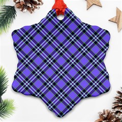 Blue Tartan Plaid 1 Diagonal Snowflake Ornament (two Sides) by dressshop