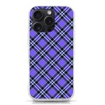 Blue Tartan Plaid 1 Diagonal iPhone 15 Pro TPU UV Print Case Front