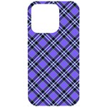 Blue Tartan Plaid 1 Diagonal iPhone 15 Pro Black UV Print PC Hardshell Case Front