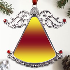 Electric Yellow To Burgundy Red Bilinear Gradient Metal Angel With Crystal Ornament by GradientsOmbre