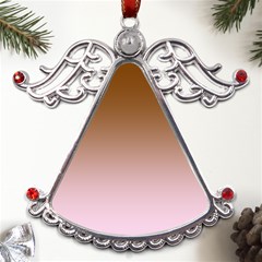 Chocolate Brown To Pink Lace Linear Gradient Metal Angel With Crystal Ornament by GradientsOmbre