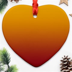 Amber Orange To Burgundy Red Linear Gradient Heart Ornament (two Sides) by GradientsOmbre