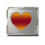 Amber Orange To Burgundy Red Bilinear Gradient Mega Link Heart Italian Charm (18mm) Front