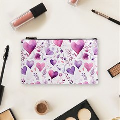 Hearts Love Purple Cosmetic Bag (small) by Grandong